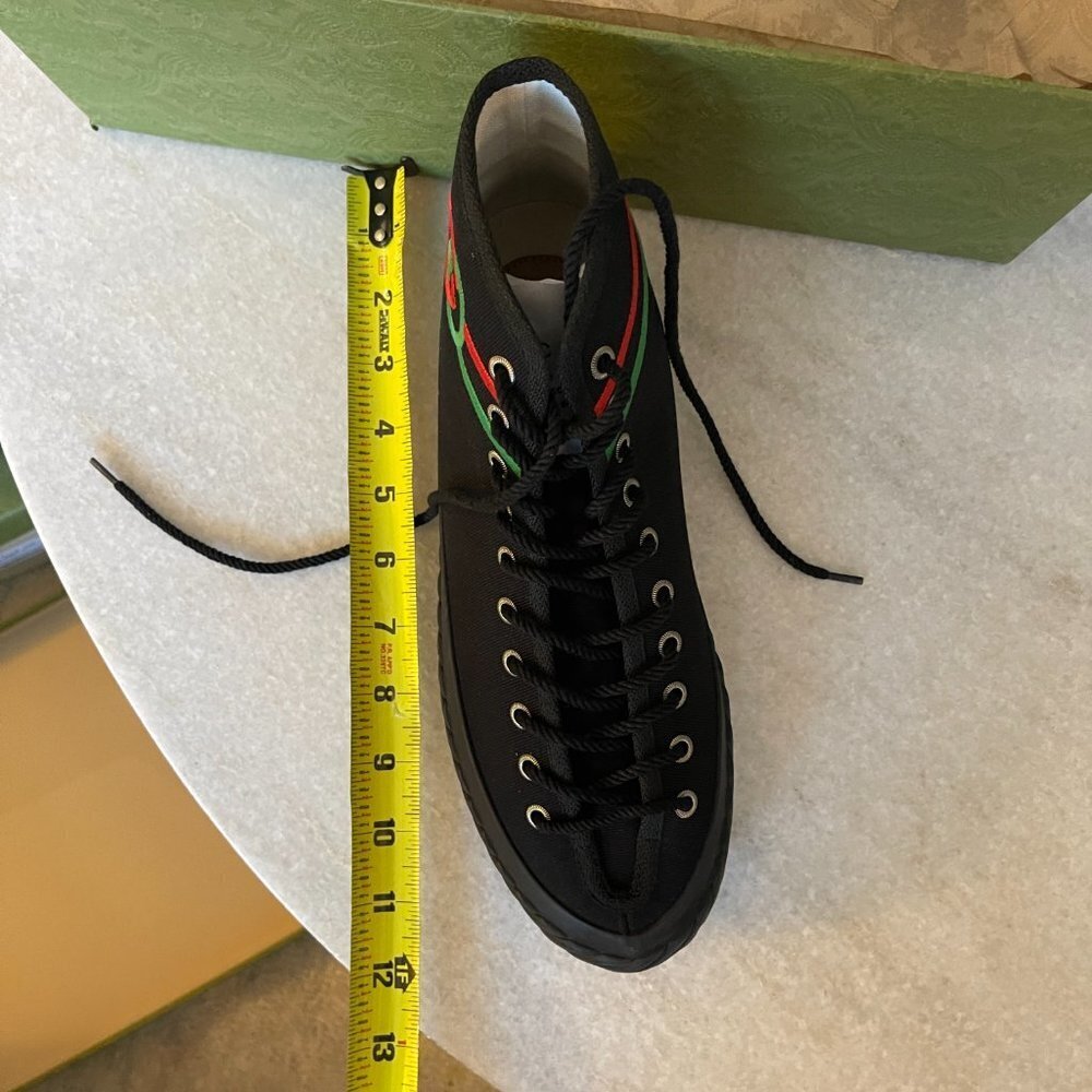 GUCCI MEN'S SNEAKER "SEPANG" BLACK CLOTH GG HIGH TOP 733033 - SIZE GUCCI 7.5 - Picture 14 of 15
